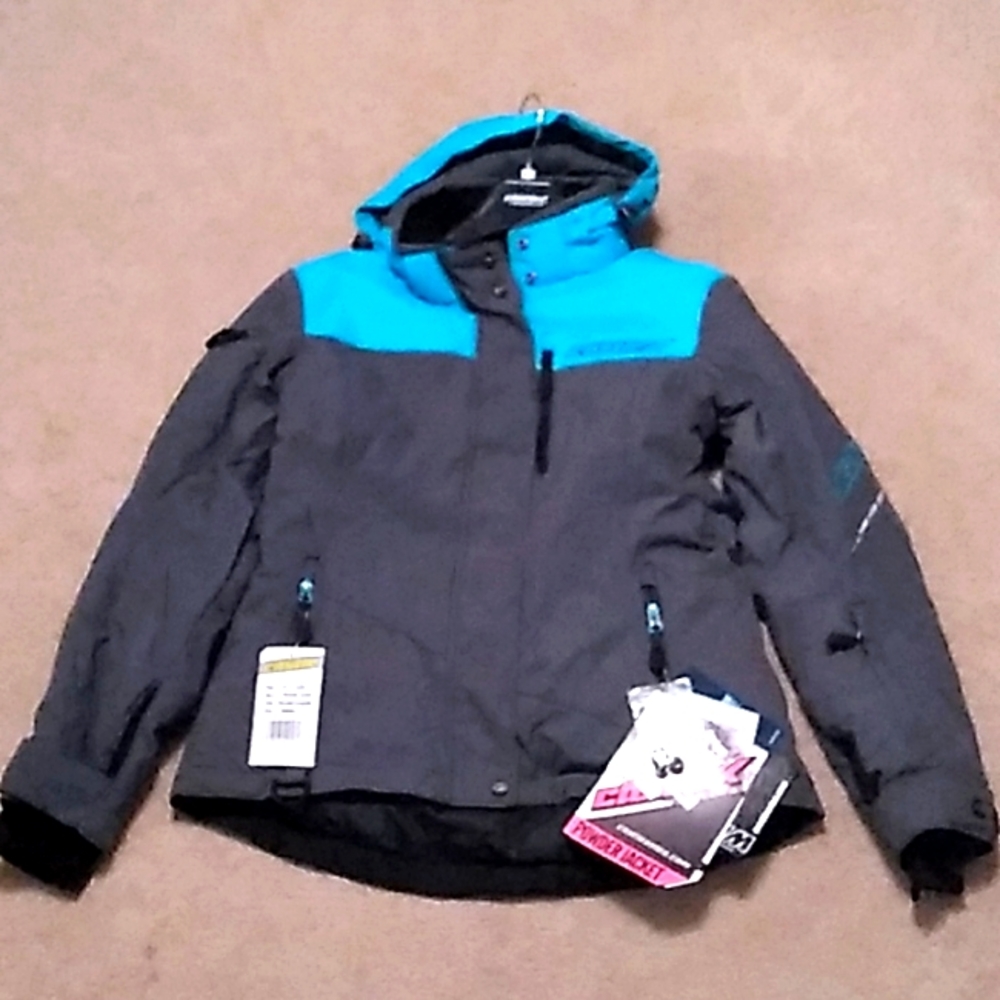 Women's NWT CastleX winter snowmobile jacket grey/bright teal size S PRICE FIRM